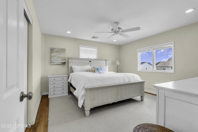 813 Tiller Dr, Forked River, NJ 08731 - bedroom with recessed lighting, a ceiling fan, and wood finished floors