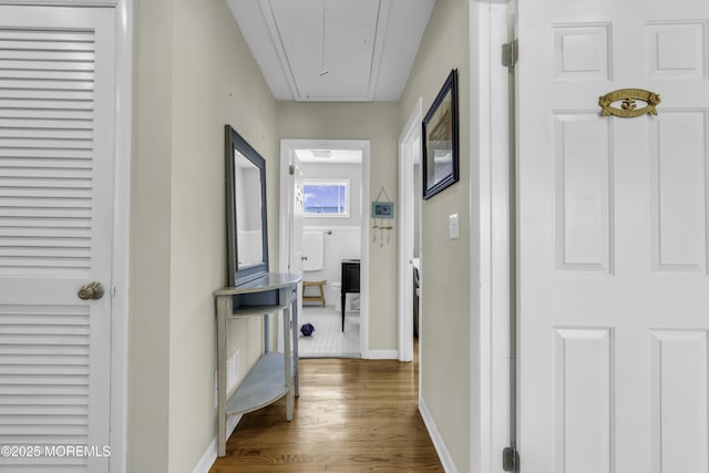 813 Tiller Dr, Forked River, NJ 08731 - corridor with attic access and wood finished floors