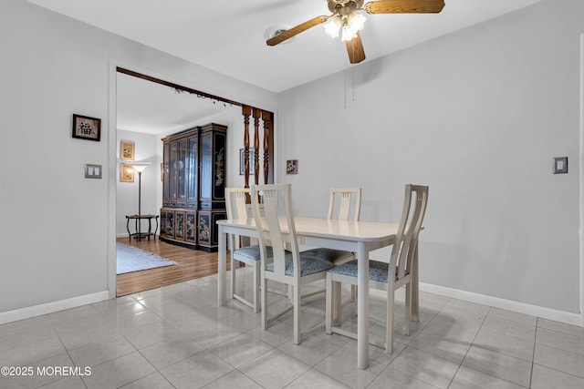 648 E Bayview Ave, Ocean Gate, NJ 08740 - dining area with ceiling fan and light tile patterned flooring