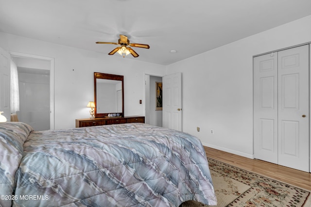648 E Bayview Ave, Ocean Gate, NJ 08740 - bedroom featuring light wood finished floors and a ceiling fan