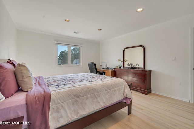 18 Rowena Rd, Manalapan, NJ 07726 - bedroom with light wood-style floors, crown molding, and recessed lighting