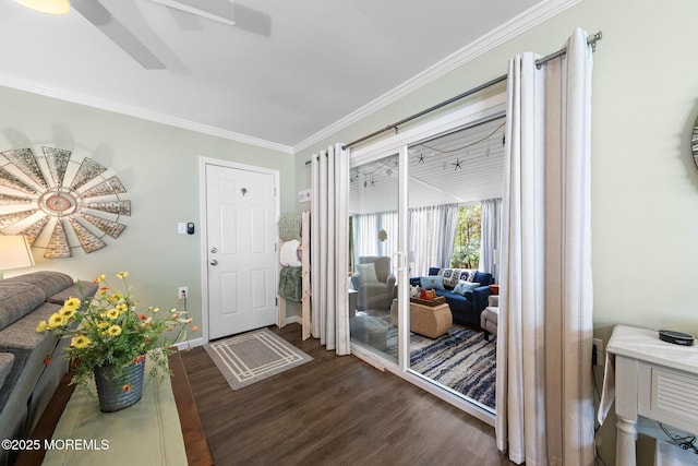 14 Campion Ct, Brick, NJ 08724 - foyer entrance featuring wood finished floors, ornamental molding, and a ceiling fan