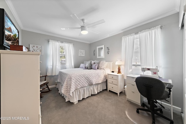 14 Campion Ct, Brick, NJ 08724 - carpeted bedroom with ornamental molding, a desk, and ceiling fan