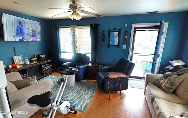 1509 Embury Ave, Neptune Township, NJ 07753 - living area featuring a ceiling fan and wood finished floors