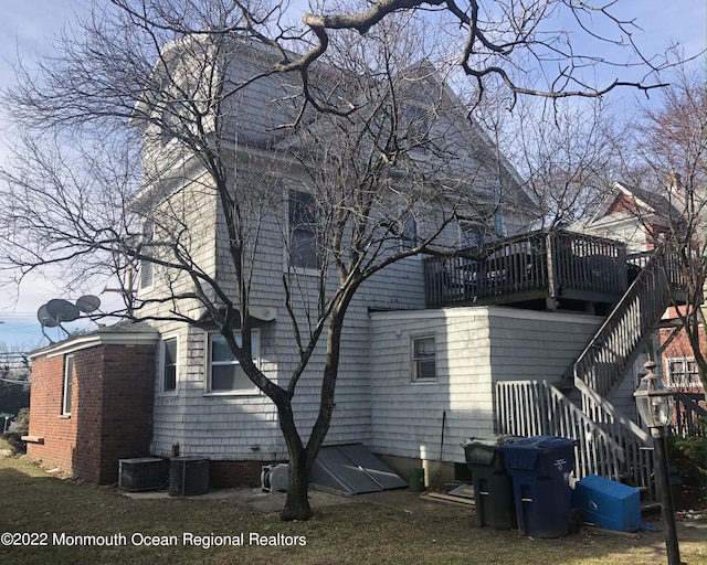 267 Roosevelt Ave, Oakhurst, NJ 07755 - rear view of property featuring stairway and a wooden deck
