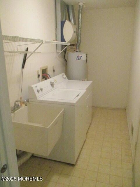 294 Marni Ln, Lakewood, NJ 08701 - washroom featuring water heater and separate washer and dryer