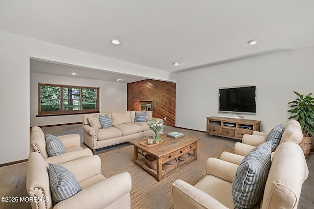 38 Pine St, Lincroft, NJ 07738 - living room featuring baseboards and recessed lighting