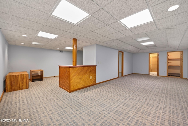 38 Pine St, Lincroft, NJ 07738 - finished basement featuring light colored carpet, a paneled ceiling, and recessed lighting