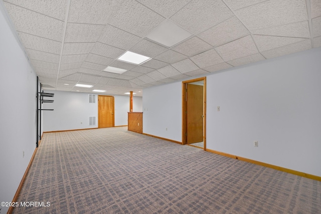 38 Pine St, Lincroft, NJ 07738 - finished below grade area featuring carpet flooring and a paneled ceiling