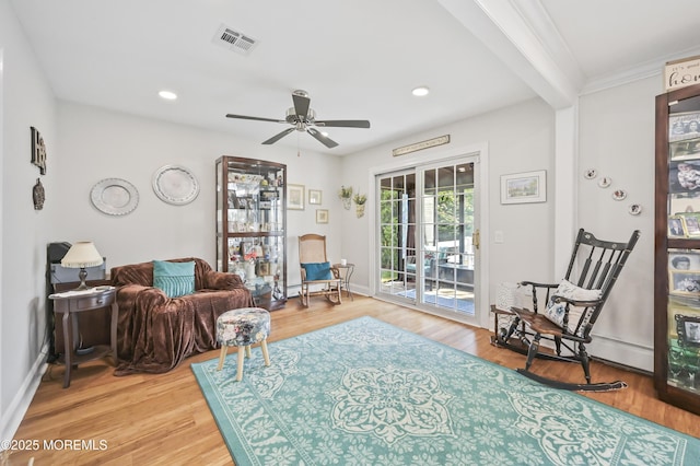 25 Tropicana Ct, Toms River, NJ 08757 - living area with wood finished floors, a ceiling fan, and recessed lighting
