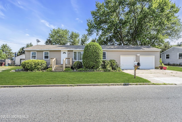 9 Frederick Dr, Bayville, NJ 08721 - ranch-style house featuring concrete driveway, a front yard, and an attached garage