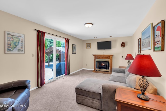 627 Meadow Run, Brick, NJ 08724 - living area featuring carpet flooring and a glass covered fireplace