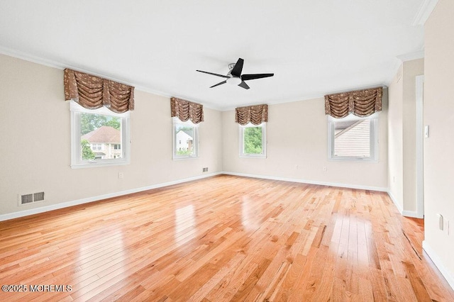 6 Opatut Ct, Morganville, NJ 07751 - unfurnished room featuring ornamental molding, light wood-type flooring, and a ceiling fan