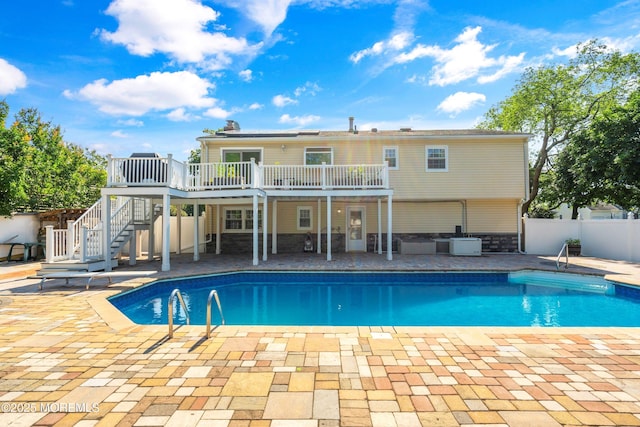 5 Maplecrest Ct, Toms River, NJ 08753 - view of swimming pool with stairs, a deck, and a patio area