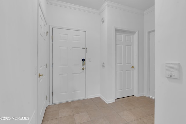 215 Sloan Ct, Matawan, NJ 07747 - foyer with ornamental molding and light tile patterned flooring