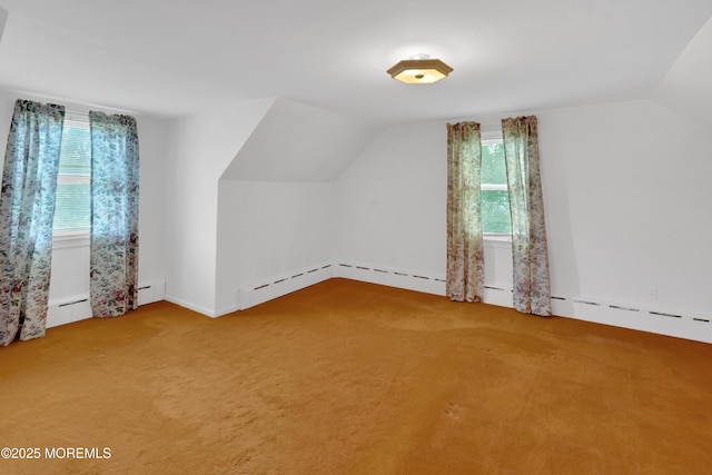 7 Tabor St, Little Silver, NJ 07739 - additional living space with lofted ceiling, carpet flooring, and a baseboard radiator