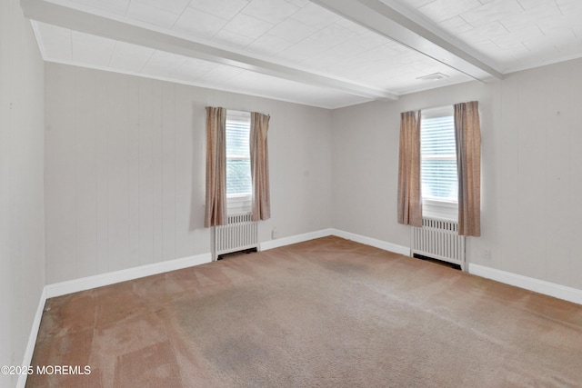 7 Tabor St, Little Silver, NJ 07739 - empty room with radiator heating unit, beamed ceiling, and carpet
