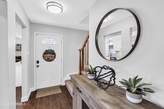 8 Blueberry Path, Howell, NJ 07731 - foyer entrance featuring stairway and dark wood finished floors