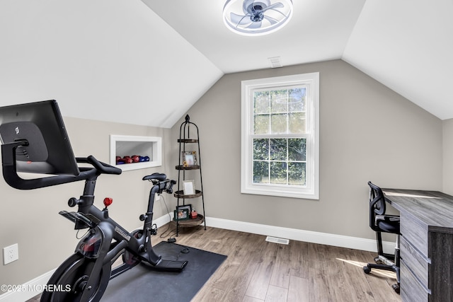 8 Blueberry Path, Howell, NJ 07731 - workout room with wood finished floors and vaulted ceiling