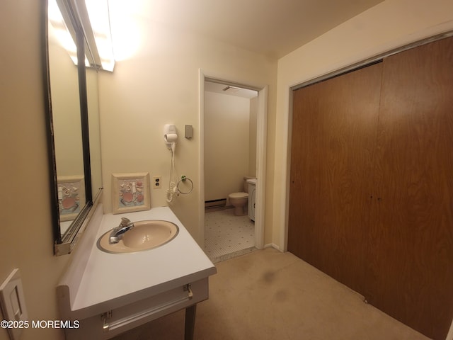 5B Lenape Dr, Whiting, NJ 08759 - bathroom with vanity and a baseboard radiator
