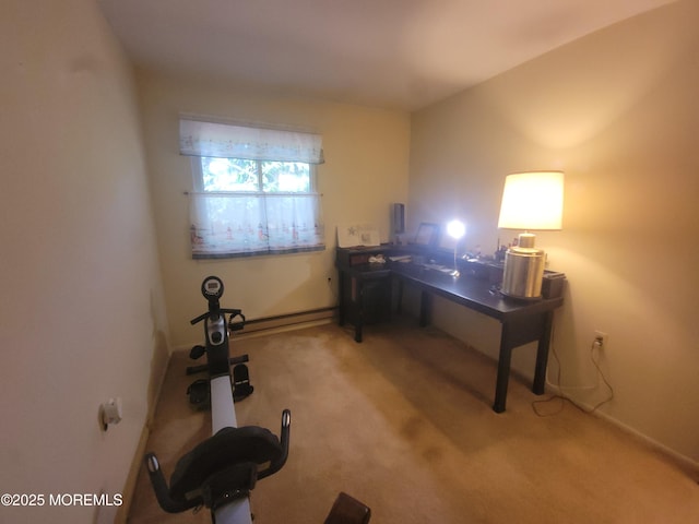 5B Lenape Dr, Whiting, NJ 08759 - exercise area featuring carpet floors and a baseboard radiator