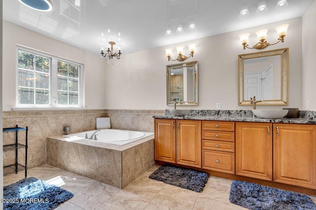 1 Opal Ct, Jackson, NJ 08527 - full bath with a chandelier, double vanity, and a bath