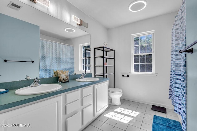 1 Opal Ct, Jackson, NJ 08527 - bathroom with double vanity, tile patterned floors, and curtained shower