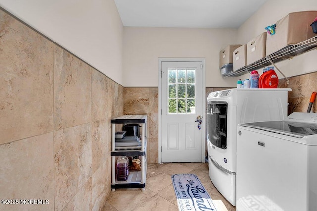 1 Opal Ct, Jackson, NJ 08527 - washroom featuring washer and clothes dryer, tile walls, and light tile patterned flooring