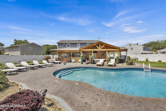 141 Twin Rivers Dr, Toms River, NJ 08753 - view of swimming pool with a patio, a fenced backyard, and an outdoor living space