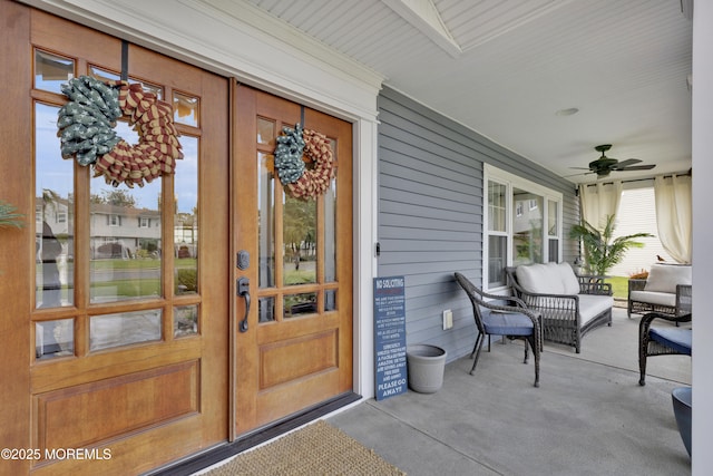 141 Twin Rivers Dr, Toms River, NJ 08753 - property entrance featuring a porch and ceiling fan