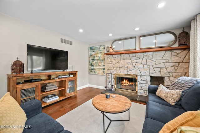 2 Independence Dr, Aberdeen, NJ 07747 - living area with wood finished floors, a fireplace, and recessed lighting