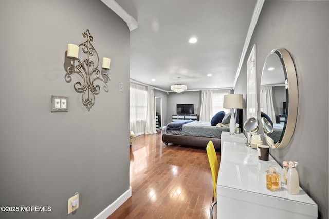 2 Independence Dr, Aberdeen, NJ 07747 - bedroom featuring ornamental molding, hardwood / wood-style floors, and recessed lighting