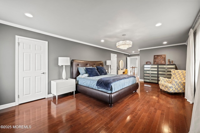 2 Independence Dr, Aberdeen, NJ 07747 - bedroom with recessed lighting, wood finished floors, ornamental molding, and a chandelier