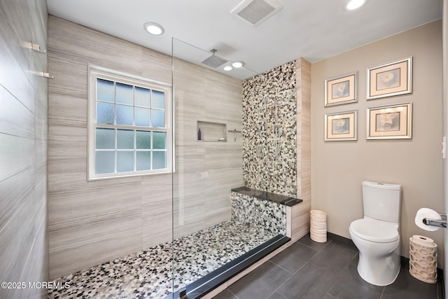 2 Independence Dr, Aberdeen, NJ 07747 - full bathroom featuring tile patterned flooring, a walk in shower, and recessed lighting