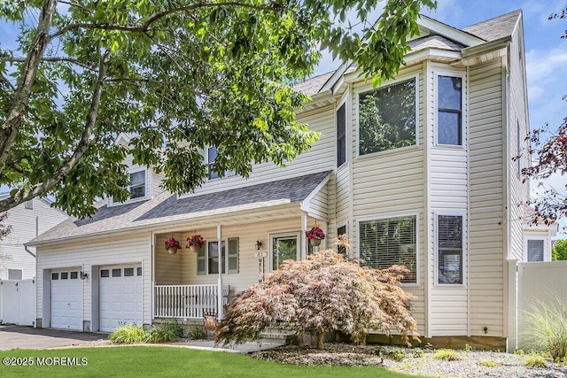 85 Mapletree Rd, Toms River, NJ 08753 - view of front of property with covered porch, a shingled roof, and driveway