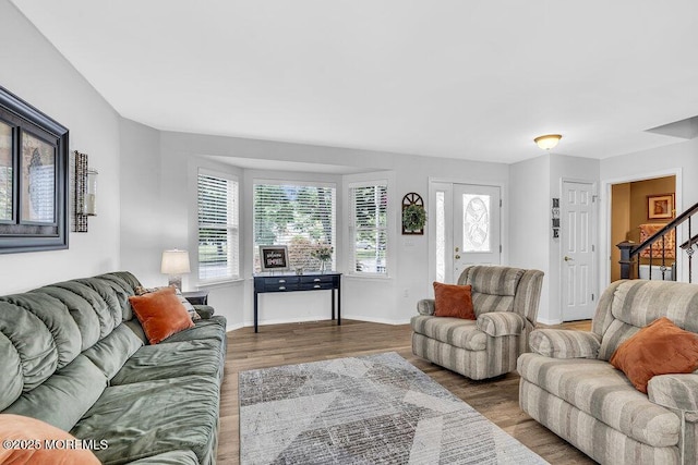 85 Mapletree Rd, Toms River, NJ 08753 - living area featuring wood finished floors and stairs