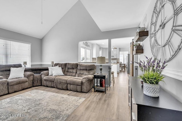85 Mapletree Rd, Toms River, NJ 08753 - living area with light wood-type flooring and high vaulted ceiling