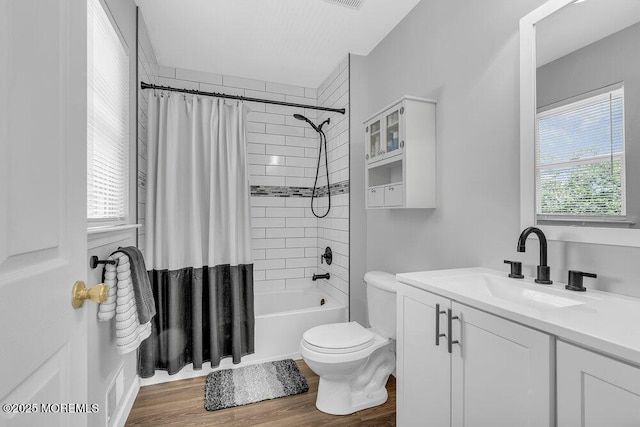 85 Mapletree Rd, Toms River, NJ 08753 - full bath featuring shower / bath combination with curtain, vanity, and wood finished floors