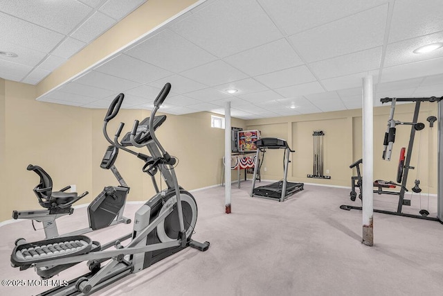 85 Mapletree Rd, Toms River, NJ 08753 - workout room with a drop ceiling, recessed lighting, and carpet flooring
