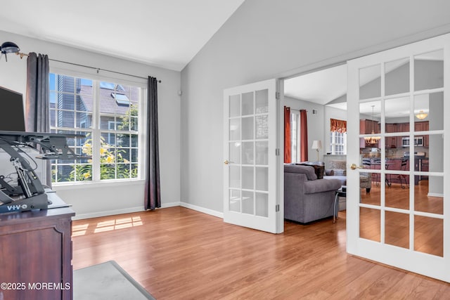 252 Enclave Blvd, Lakewood, NJ 08701 - office area featuring vaulted ceiling, french doors, and light wood-style flooring