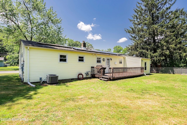 6 Redwood Rd, Howell, NJ 07731 - back of house with a wooden deck, a chimney, and crawl space