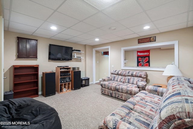 86 Lorelei Dr, Howell, NJ 07731 - carpeted living area with recessed lighting and a drop ceiling
