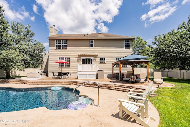 86 Lorelei Dr, Howell, NJ 07731 - back of house with a patio, a gazebo, and a chimney