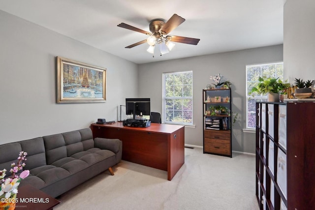 86 Lorelei Dr, Howell, NJ 07731 - home office featuring ceiling fan, healthy amount of natural light, and light colored carpet
