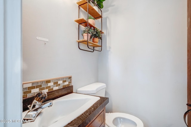 215 Parkertown Dr, Little Egg Harbor, NJ 08087 - half bathroom featuring vanity and decorative backsplash