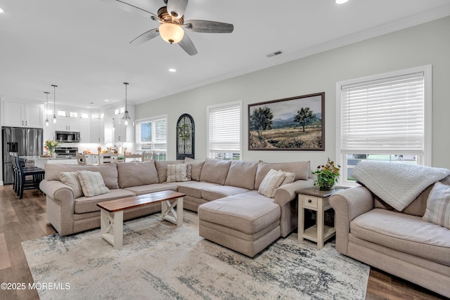 16 Vecchio Rd, Manchester, NJ 08759 - living area featuring a ceiling fan, recessed lighting, and wood finished floors