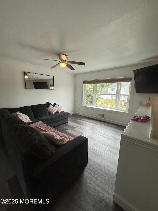 153 Schooner Ave, Barnegat, NJ 08005 - living room featuring wood finished floors and a ceiling fan