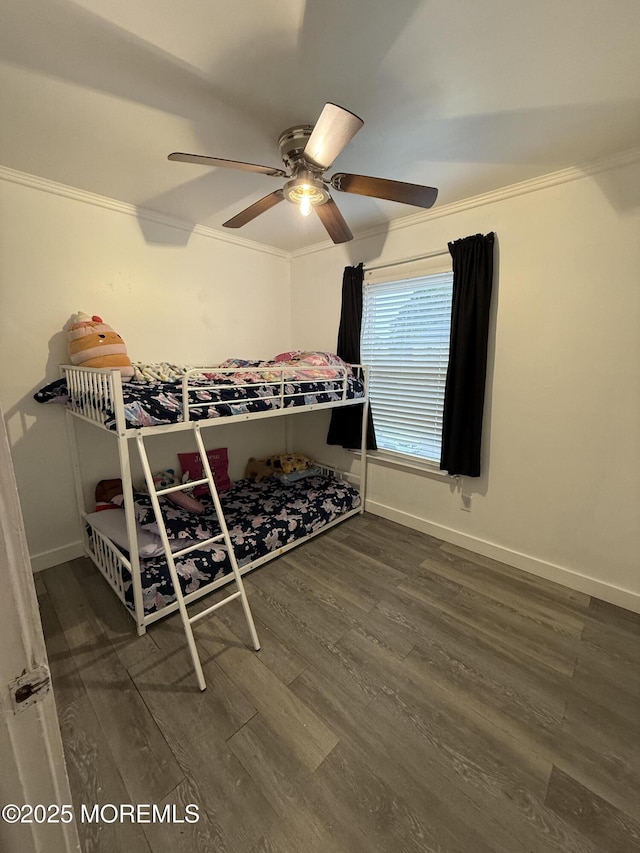 153 Schooner Ave, Barnegat, NJ 08005 - bedroom featuring wood finished floors, crown molding, and ceiling fan