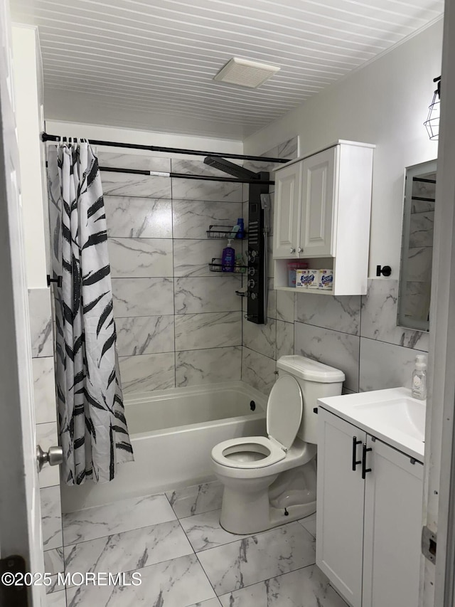 153 Schooner Ave, Barnegat, NJ 08005 - full bathroom with marble finish flooring, vanity, and shower / tub combo