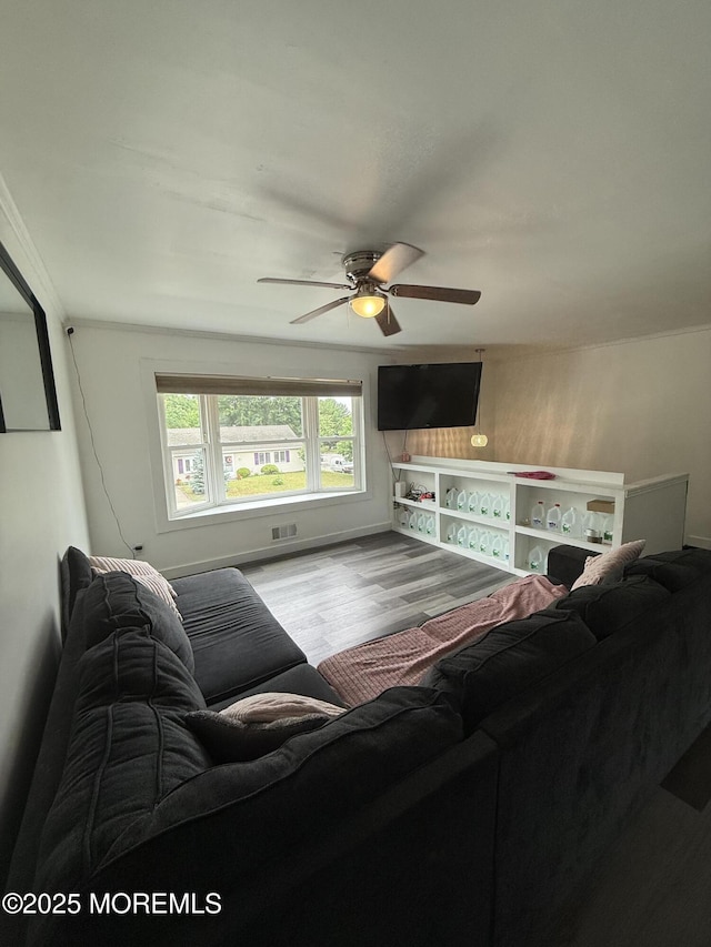 153 Schooner Ave, Barnegat, NJ 08005 - living room featuring ceiling fan and wood finished floors